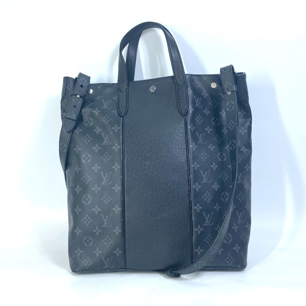 LOUIS VUITTON Tote Bag Taiga Leather, Monogram Eclipse Canvas black Taigalama City tote mens