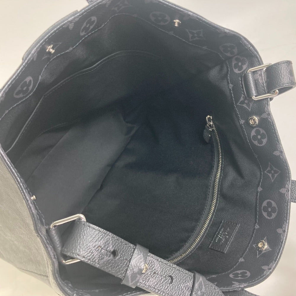 LOUIS VUITTON Tote Bag Taiga Leather, Monogram Eclipse Canvas black Taigalama City tote mens
