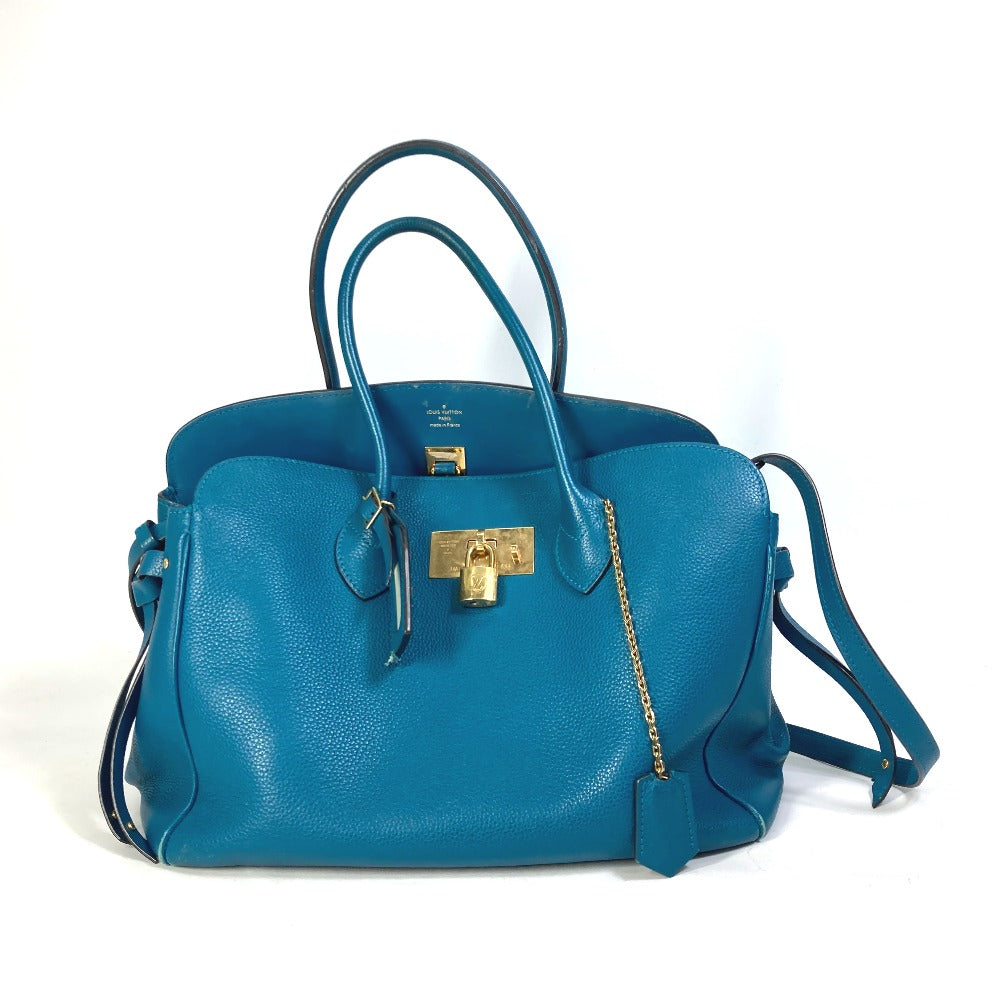 LOUIS VUITTON Shoulder Bag leather blue Handbag Bag Tote Bag Mira MM Women