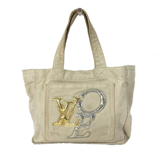 LOUIS VUITTON Tote Bag canvas beige That's Love LOVE Logo Women