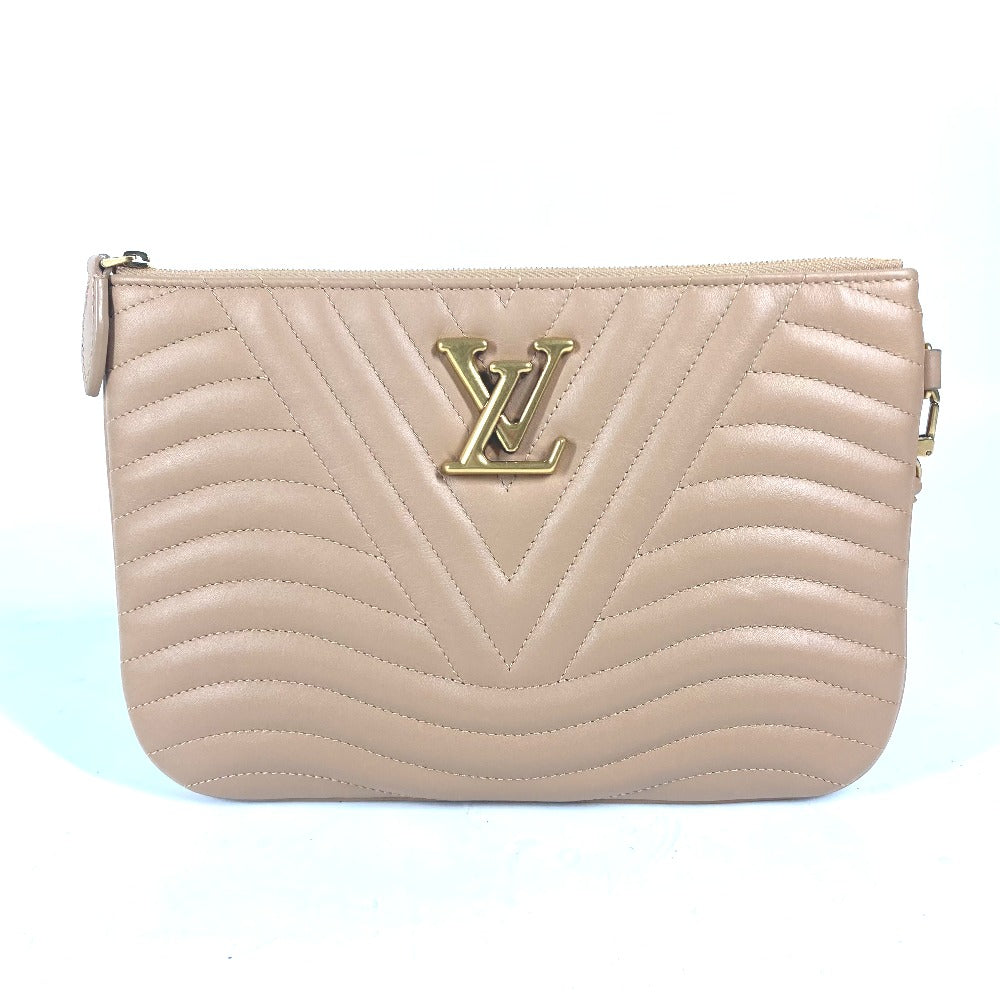 LOUIS VUITTON Clutch bag leather beige New Wave Pochette Zip Women