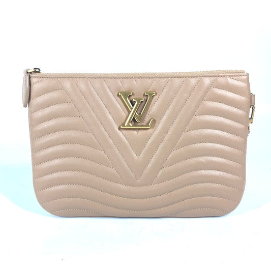 LOUIS VUITTON Clutch bag leather beige New Wave Pochette Zip Women