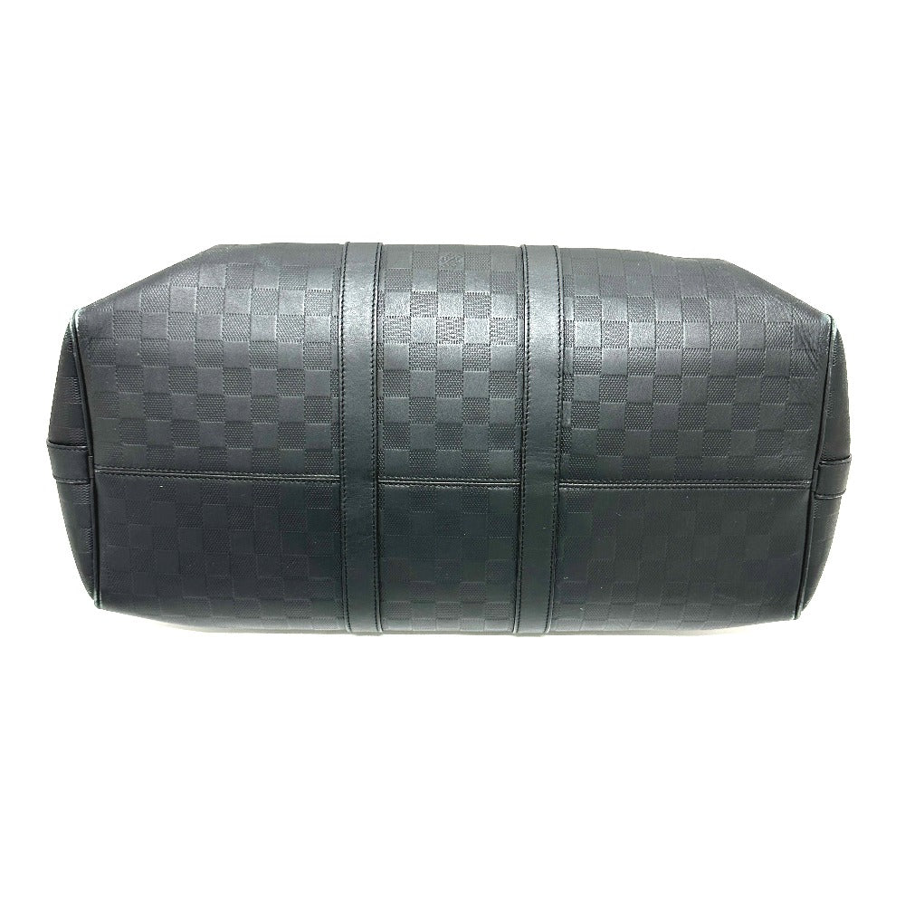LOUIS VUITTON Boston Duffel bag Damier Anfini Leather black Keepall bandouliere45
