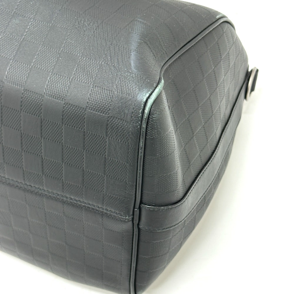 LOUIS VUITTON Boston Duffel bag Damier Anfini Leather black Keepall bandouliere45