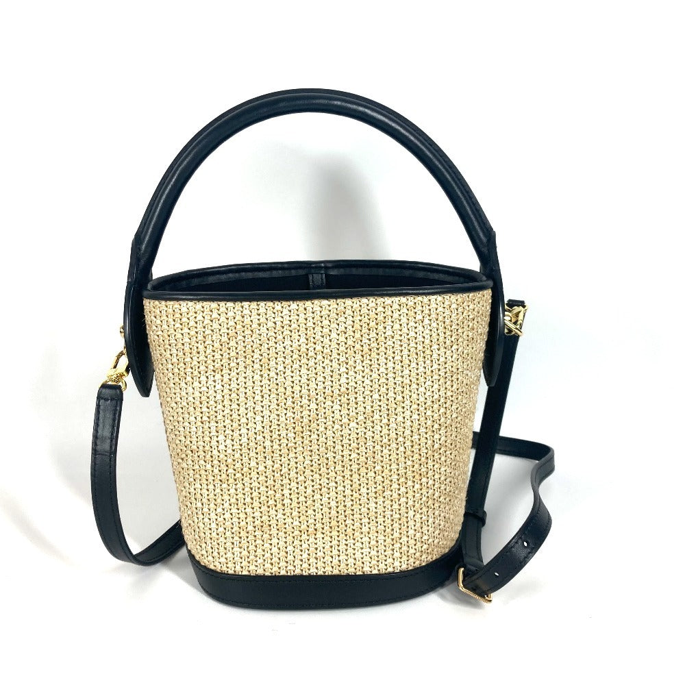 LOUIS VUITTON Shoulder Bag Raffia, Leather black Petite Bucket
