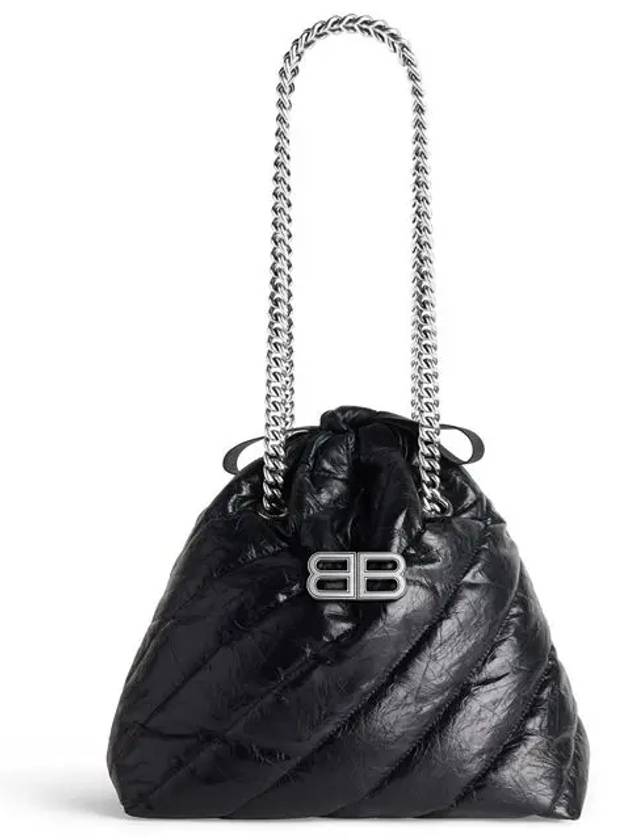 Luxury Balenciaga Trending 2026 Crush Embellished Logo Quilted Leather Tote Bag Black