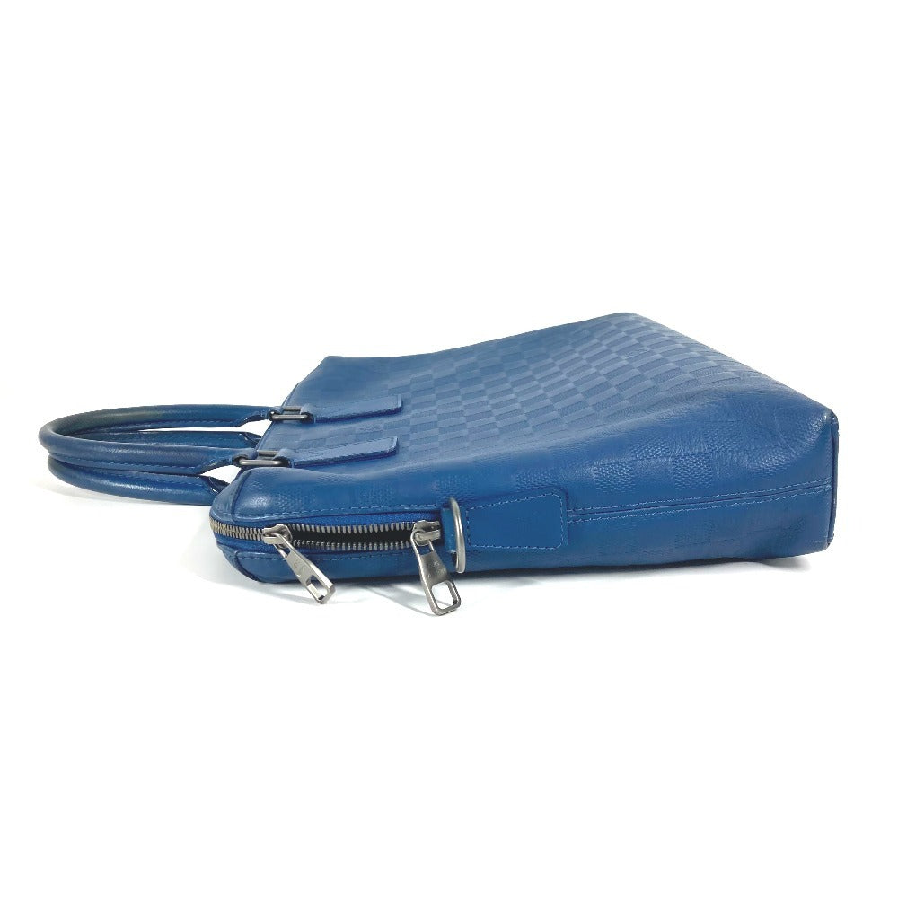 LOUIS VUITTON Business bag Damier Anfini Leather blue Damier Anfini Porto de Cumanjour PDJ mens