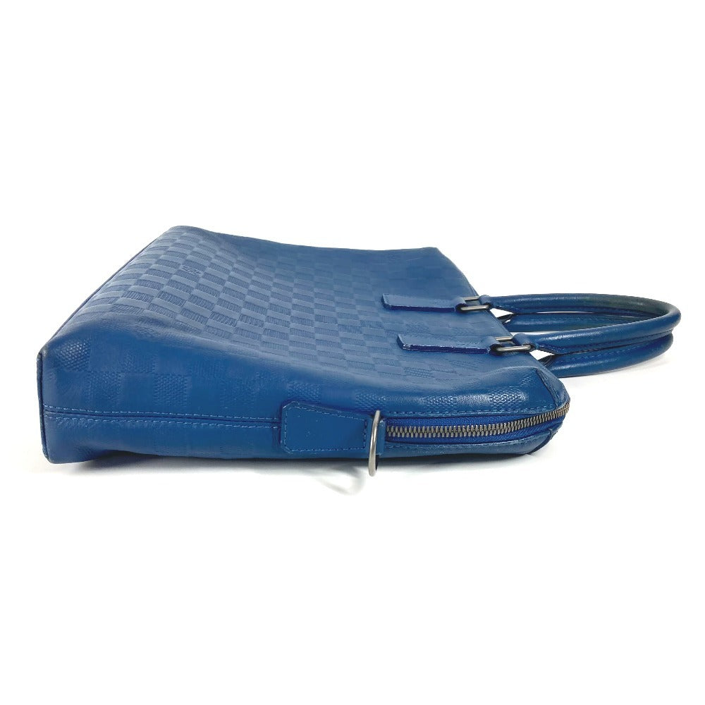 LOUIS VUITTON Business bag Damier Anfini Leather blue Damier Anfini Porto de Cumanjour PDJ mens