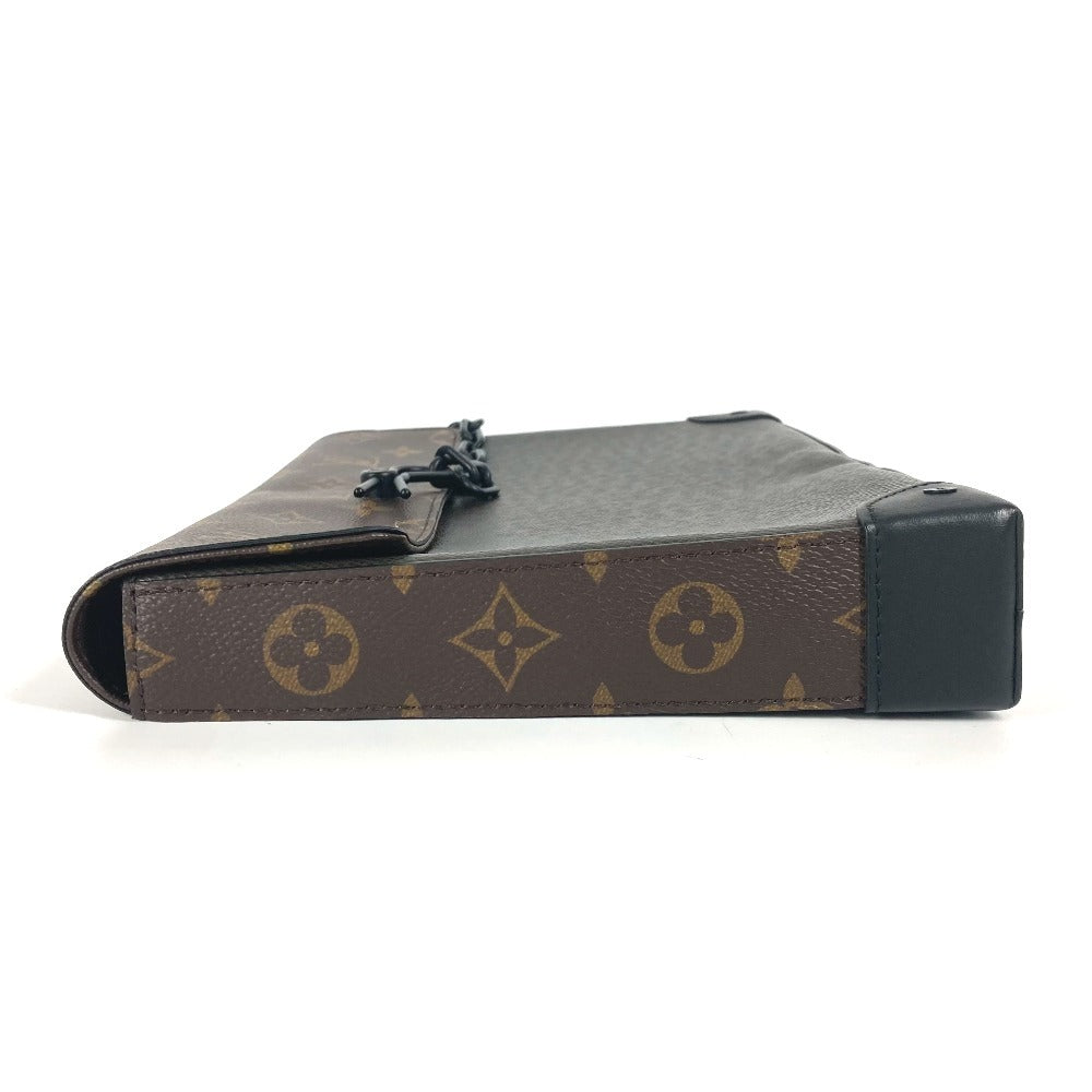 LOUIS VUITTON Clutch bag Taiga Leather, Monogram Canvas khaki Taiga Monogram Pochette steamer mens