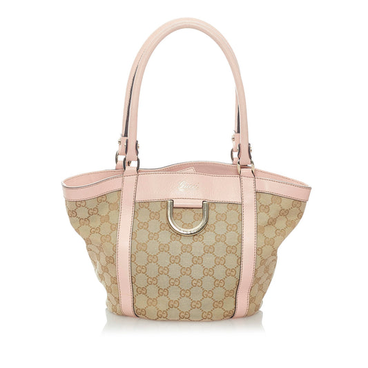 Gucci Abbey Leather Canvas Handbag