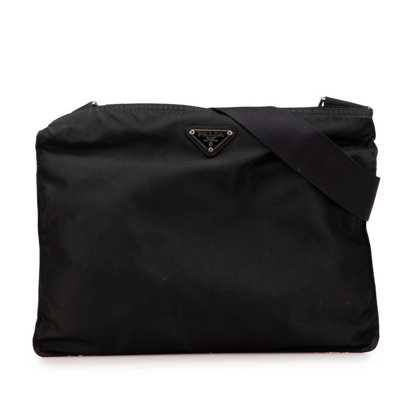 Prada Triangle Logo Plate Nylon Shoulder Bag