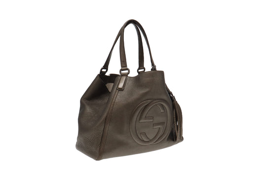 Gucci Soho Green Leather Metallic Shoulder Bag
