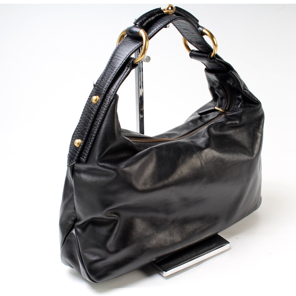 Gucci 115867 Horsebit Leather Hobo Bag