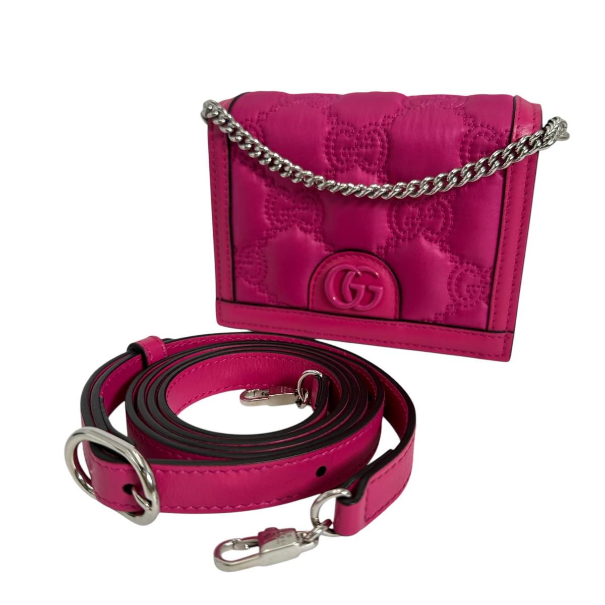 GUCCI Handbag Nylon, Leather pink Handbag bag GG Mini Matelasse Women