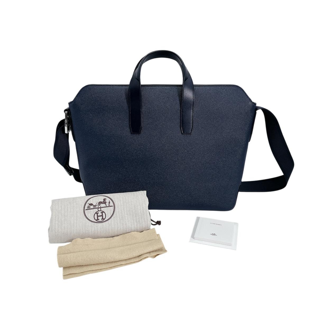 HERMES Business bag Leather, Epsom Navy Epsom Porto Document City News