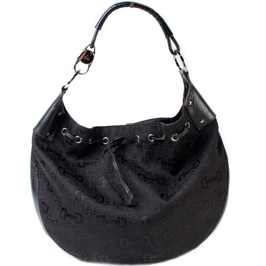 Gucci 179778 Horsebit Canvas Hobo Bag