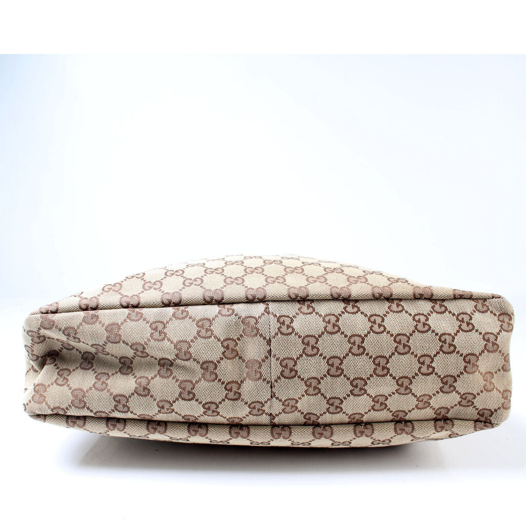 Gucci 115867 Horsebit Canvas Hobo Bag