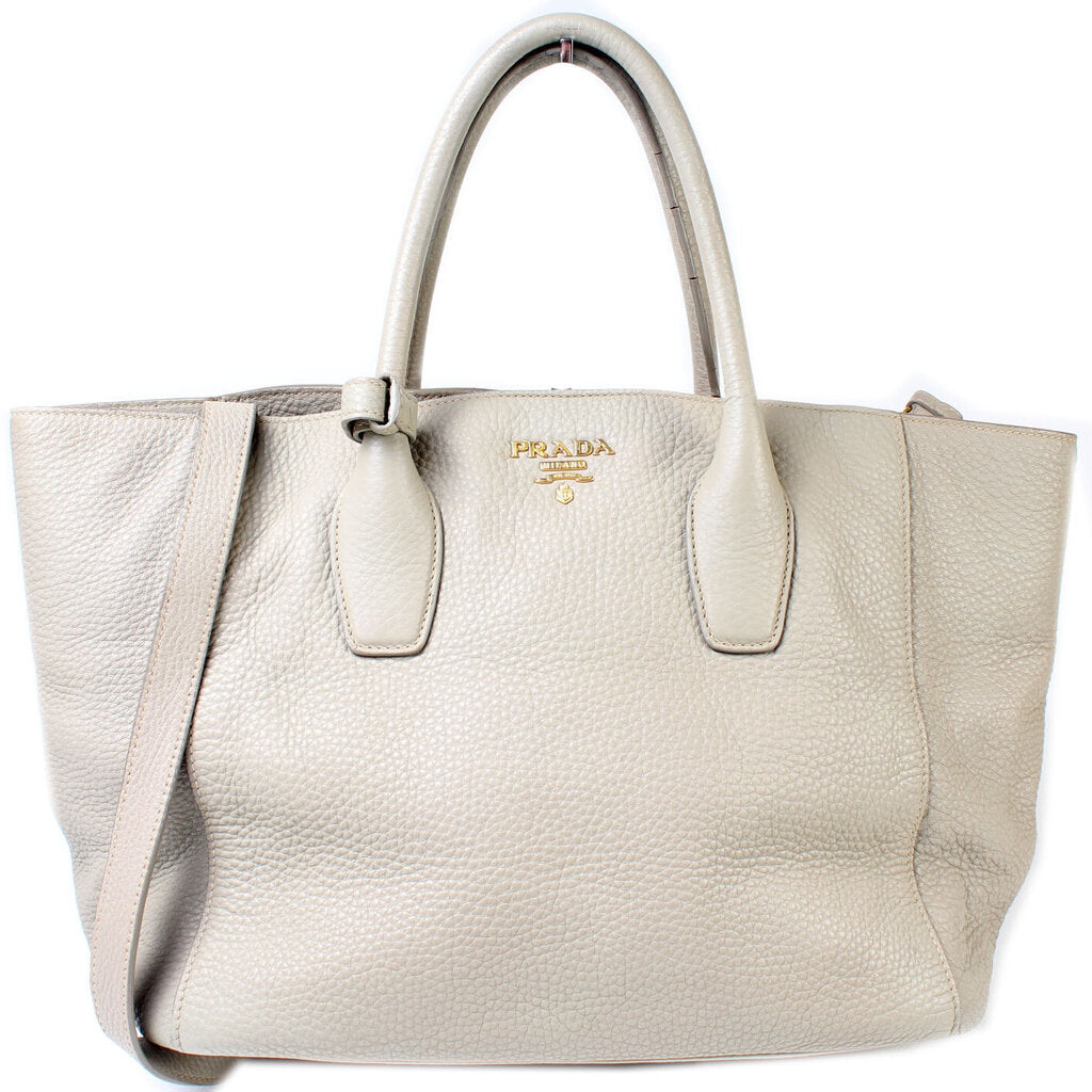 Prada Pebbled Leather Tote Bag