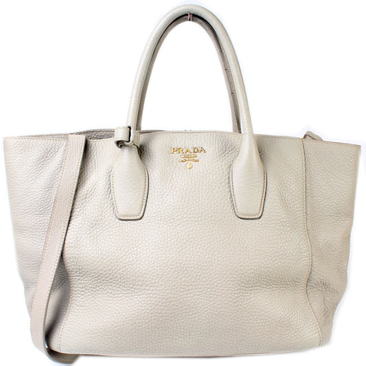 Prada Pebbled Leather Tote Bag