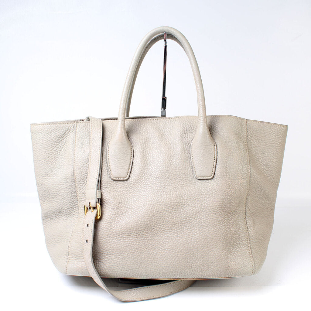 Prada Pebbled Leather Tote Bag