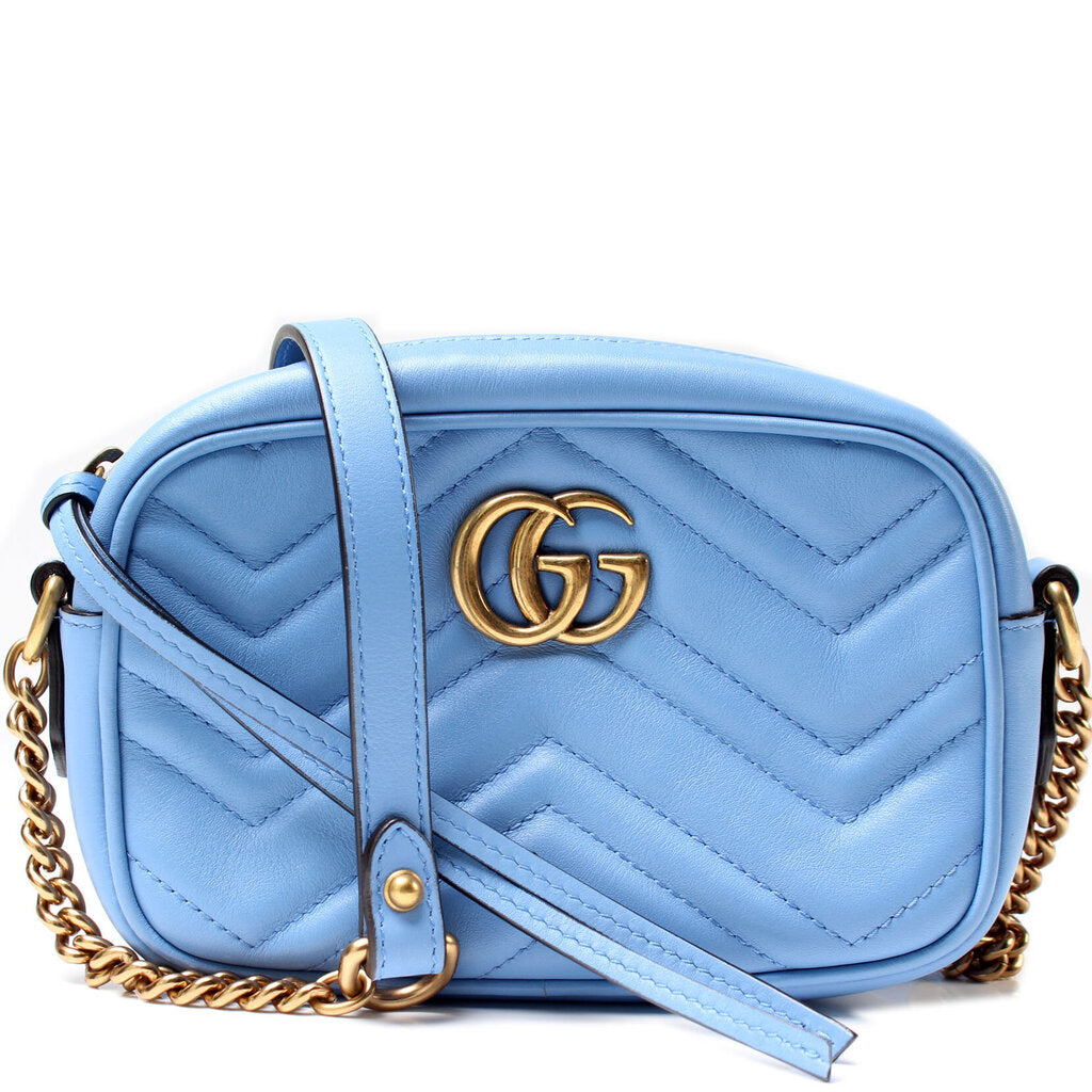 Gucci 448065 Marmont Mini Camera Blue Bag