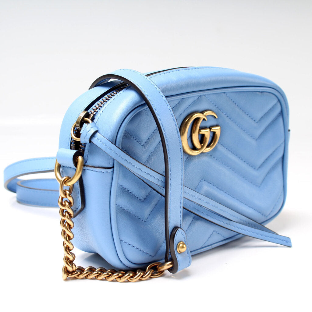 Gucci 448065 Marmont Mini Camera Blue Bag