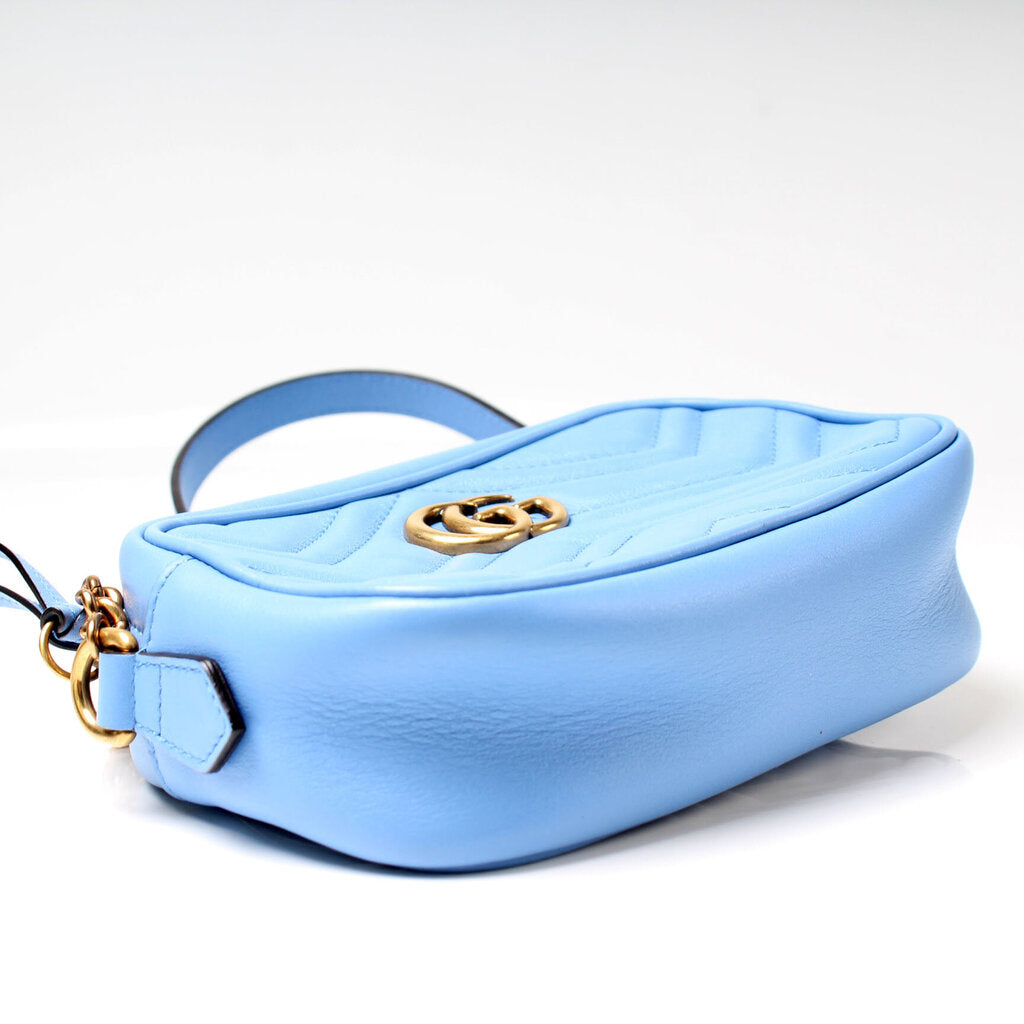 Gucci 448065 Marmont Mini Camera Blue Bag