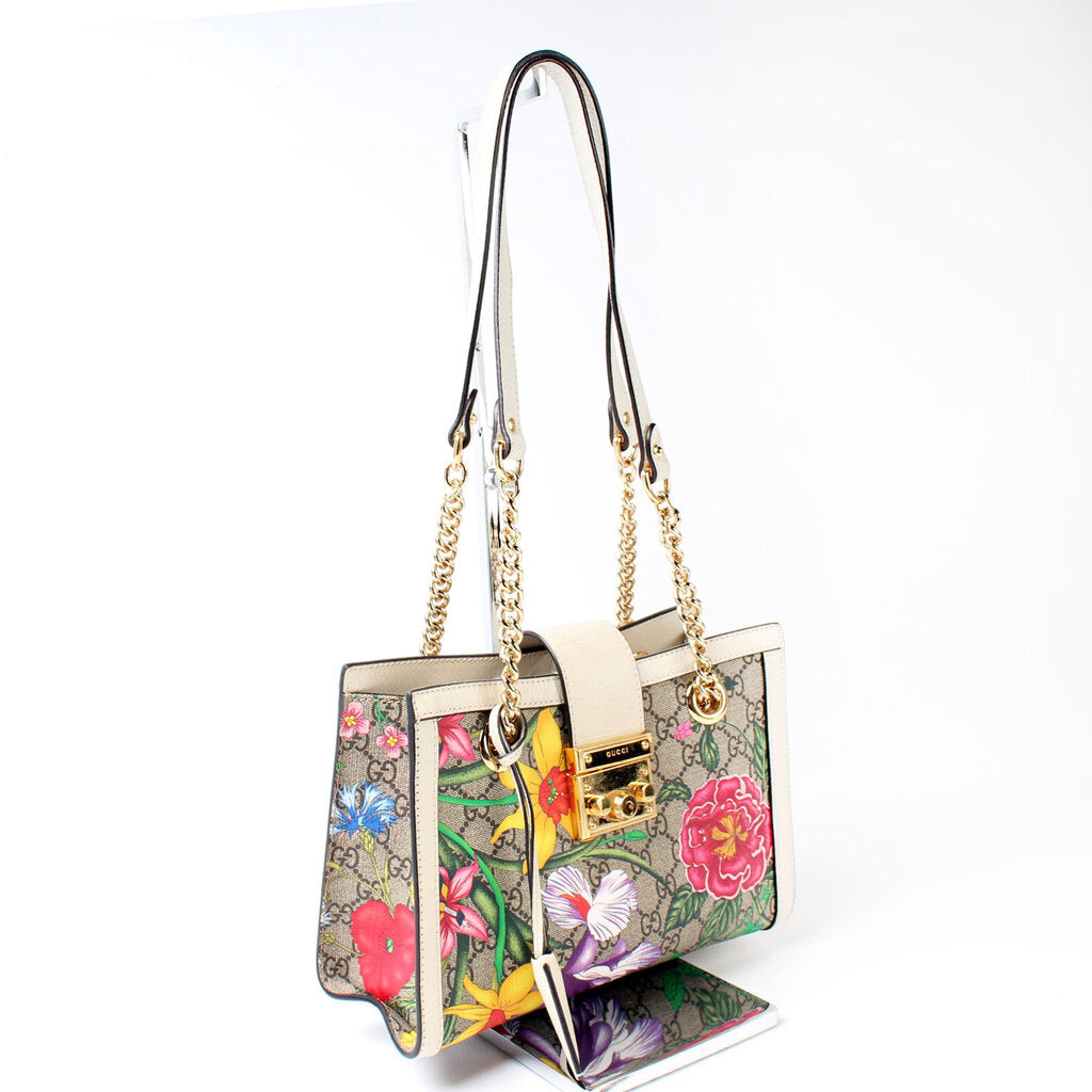 Gucci 498156 Small Padlock GG Flora Bag