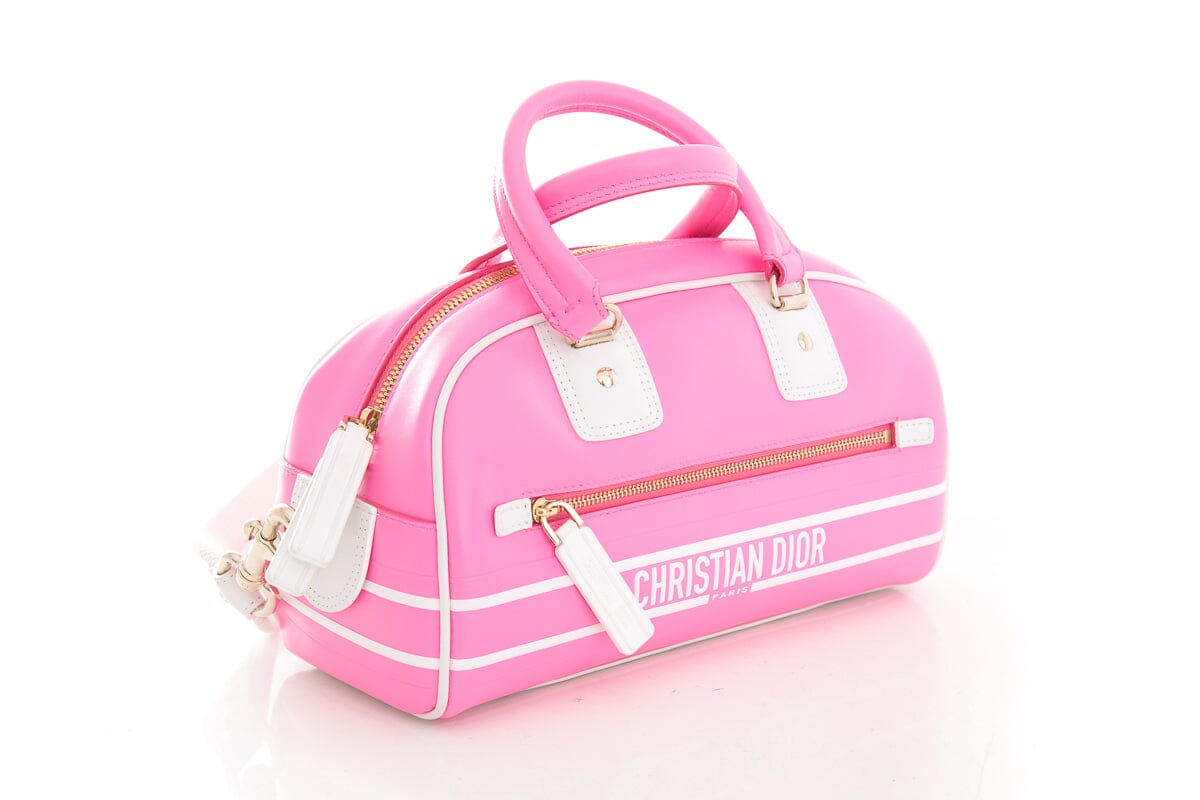 Christian Dior Hot Pink Small Vibe Zip Bowling Handbag