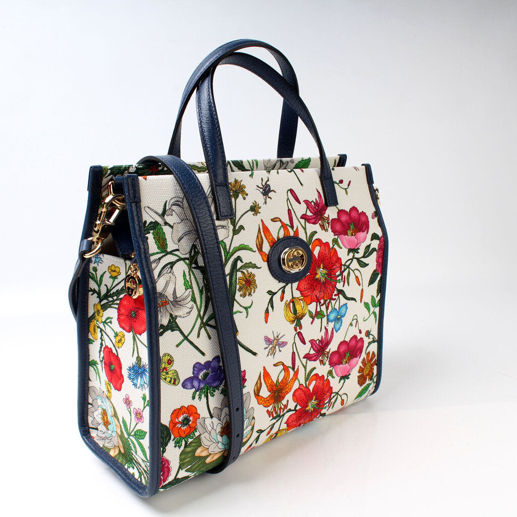 Gucci 550141 Canvas Flora Tote Medium Bag