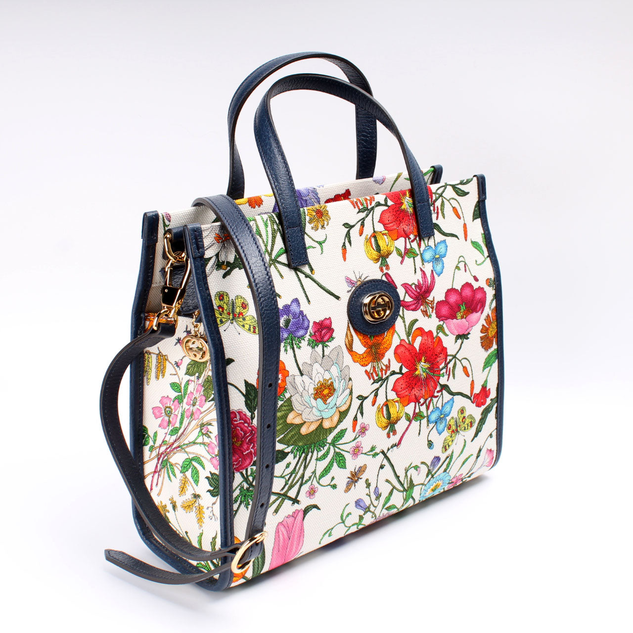 Gucci 550141 Canvas Floral Tote Medium Bag