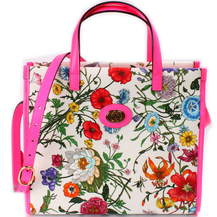 Gucci 550141 Canvas Flora Tote Medium Bag