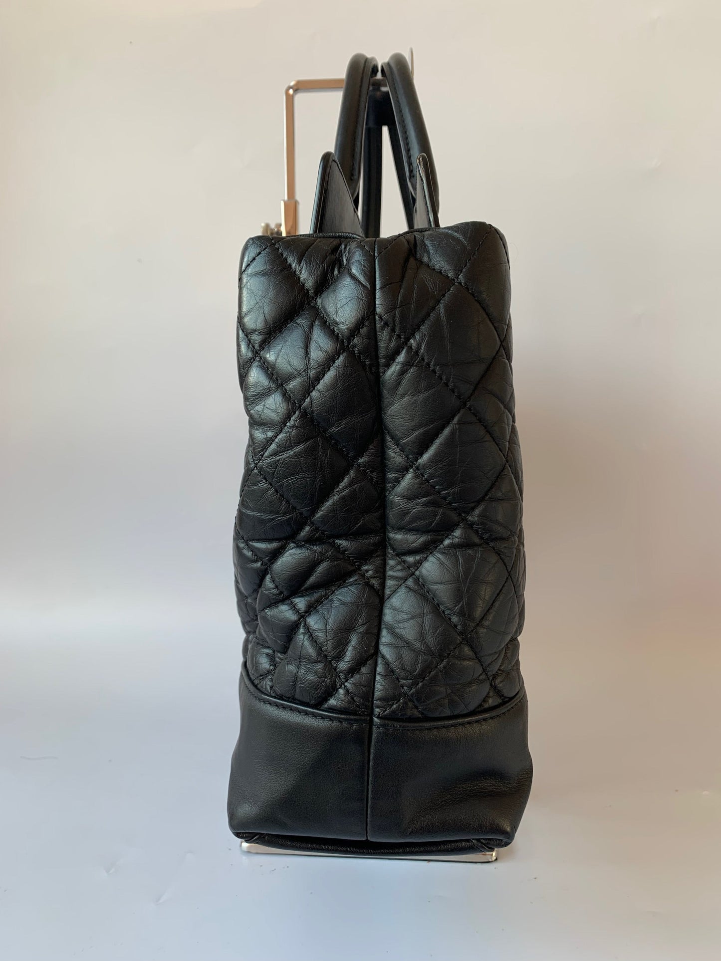 Chanel Portobello Shopping Tote Bag with Handle Black CC Lined Quilted