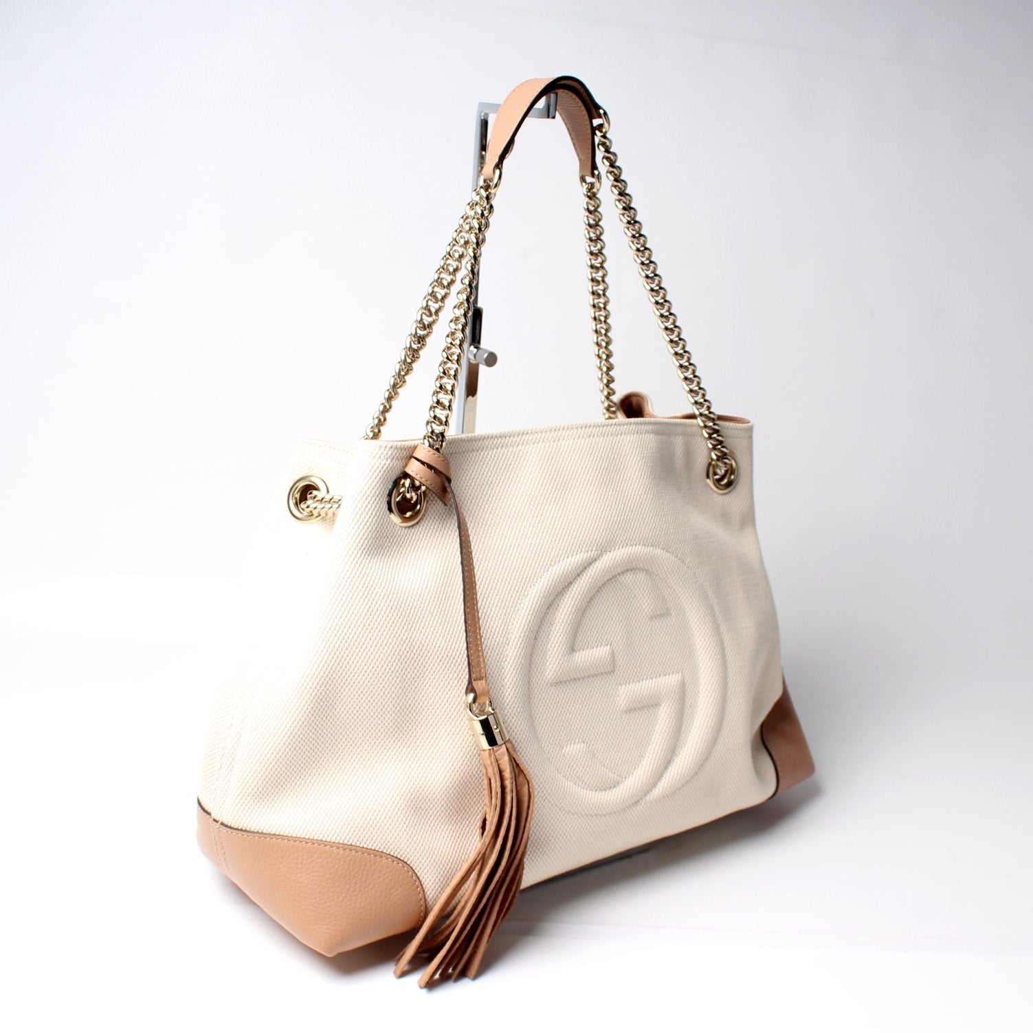 Gucci 308982 Linen Canvas Shoulder Medium Bag