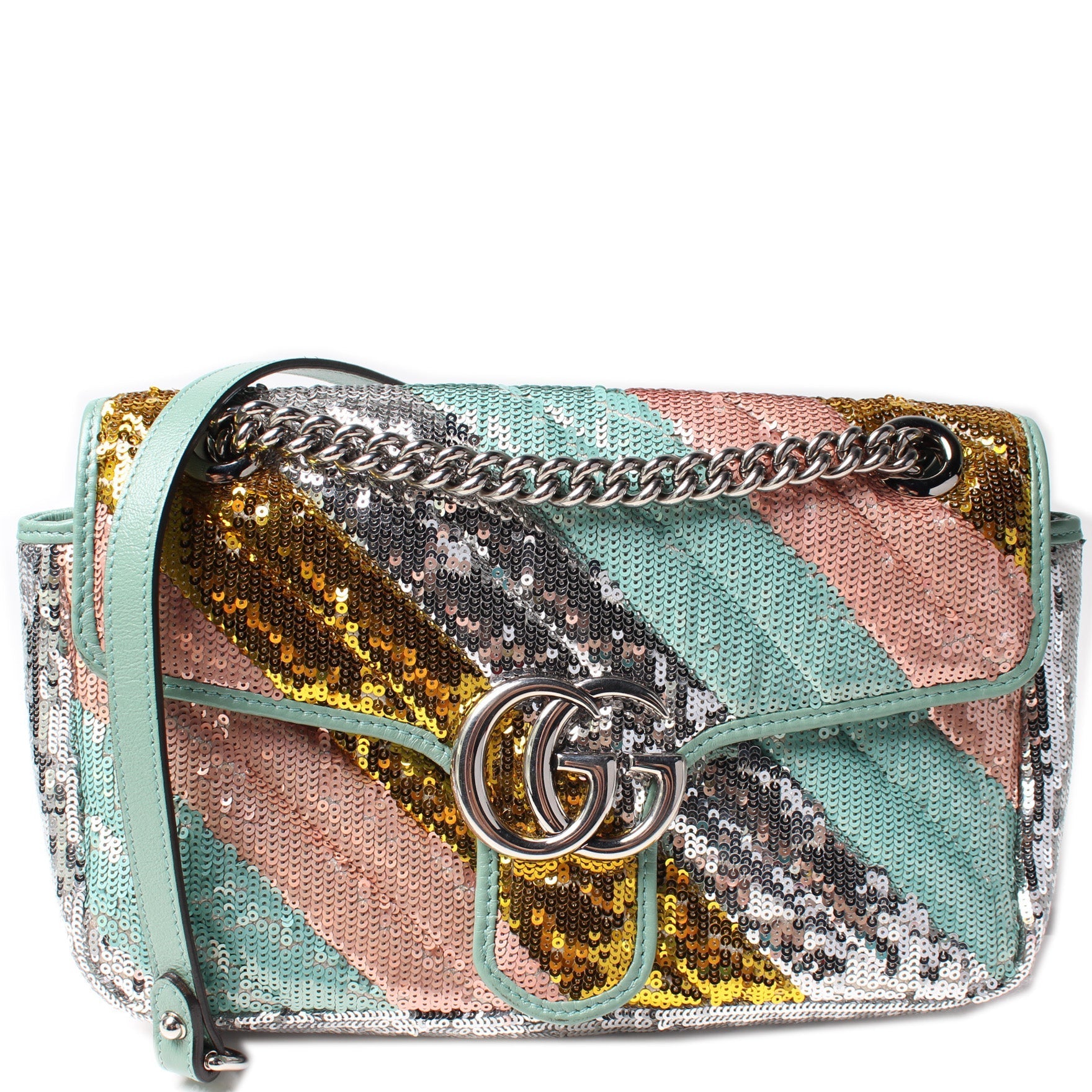 Gucci 443497 Marmont Shoulder Small Flap Sequin Bag