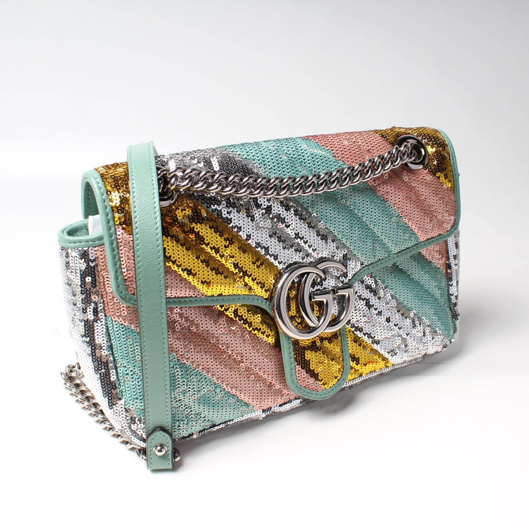 Gucci 443497 Marmont Shoulder Small Flap Sequin Bag