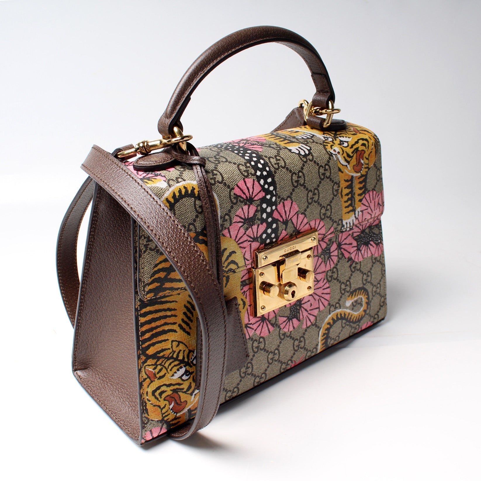Gucci 453188 Padlock GG Supreme Top Handle Bengal Bag