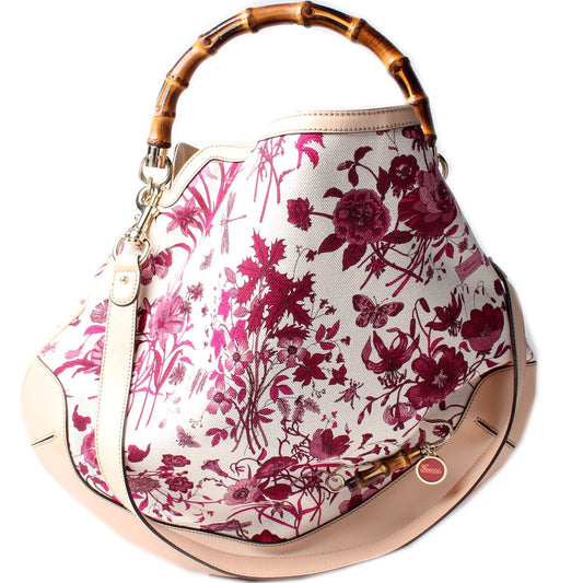 Gucci Peggy Flora Bamboo Hobo Bag