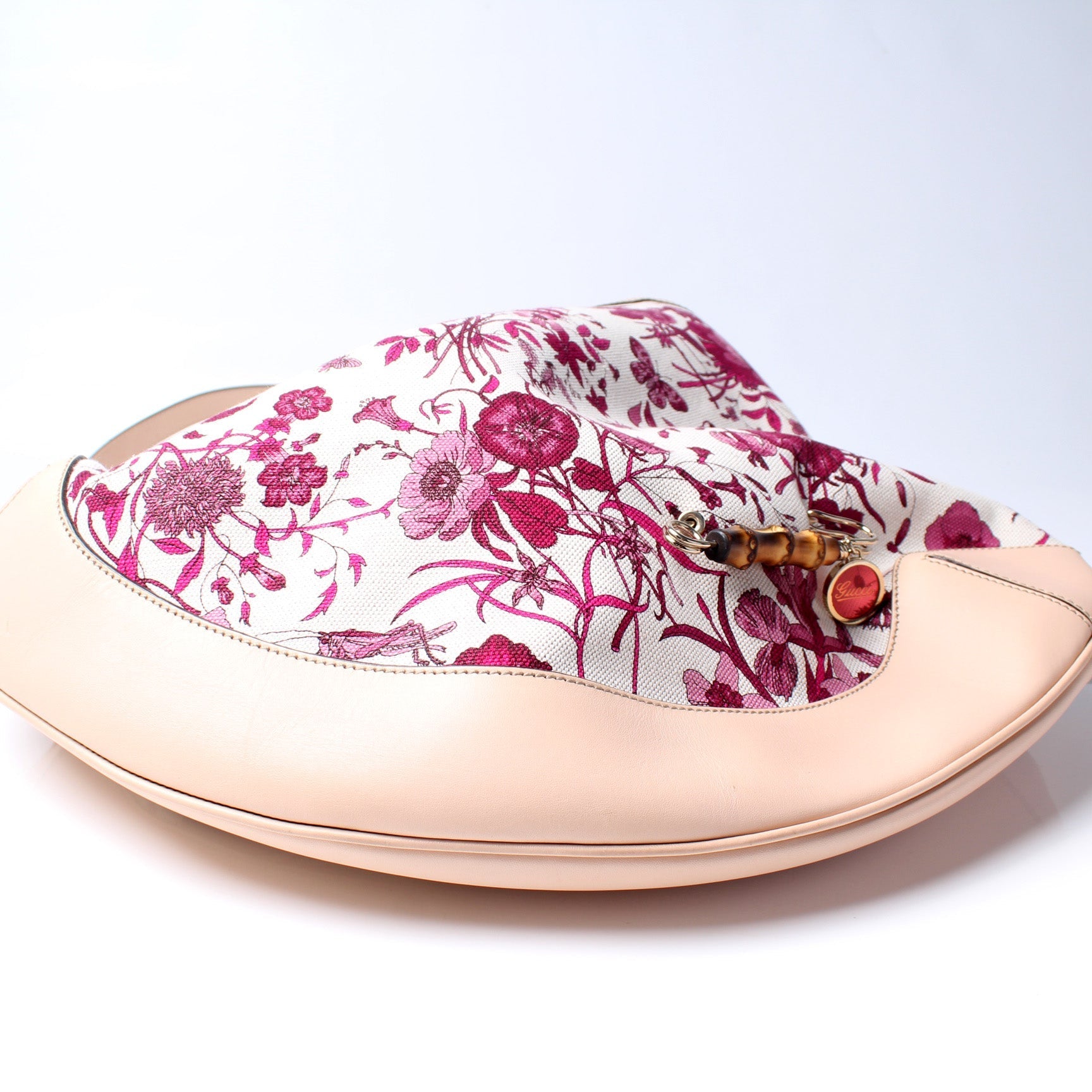 Gucci Peggy Flora Bamboo Hobo Bag