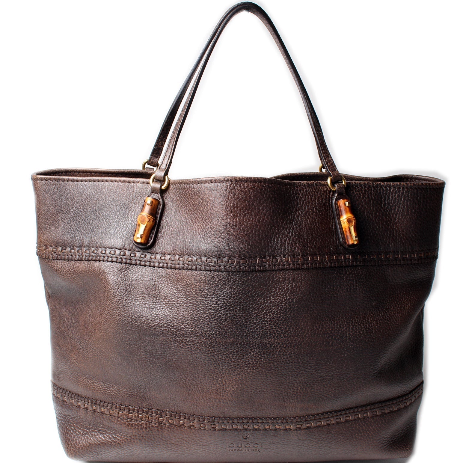 Gucci 339000 Bamboo Leather Tote Bag