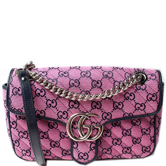 Gucci 443497 Marmont Shoulder Quilted Canvas Small Flap Bag