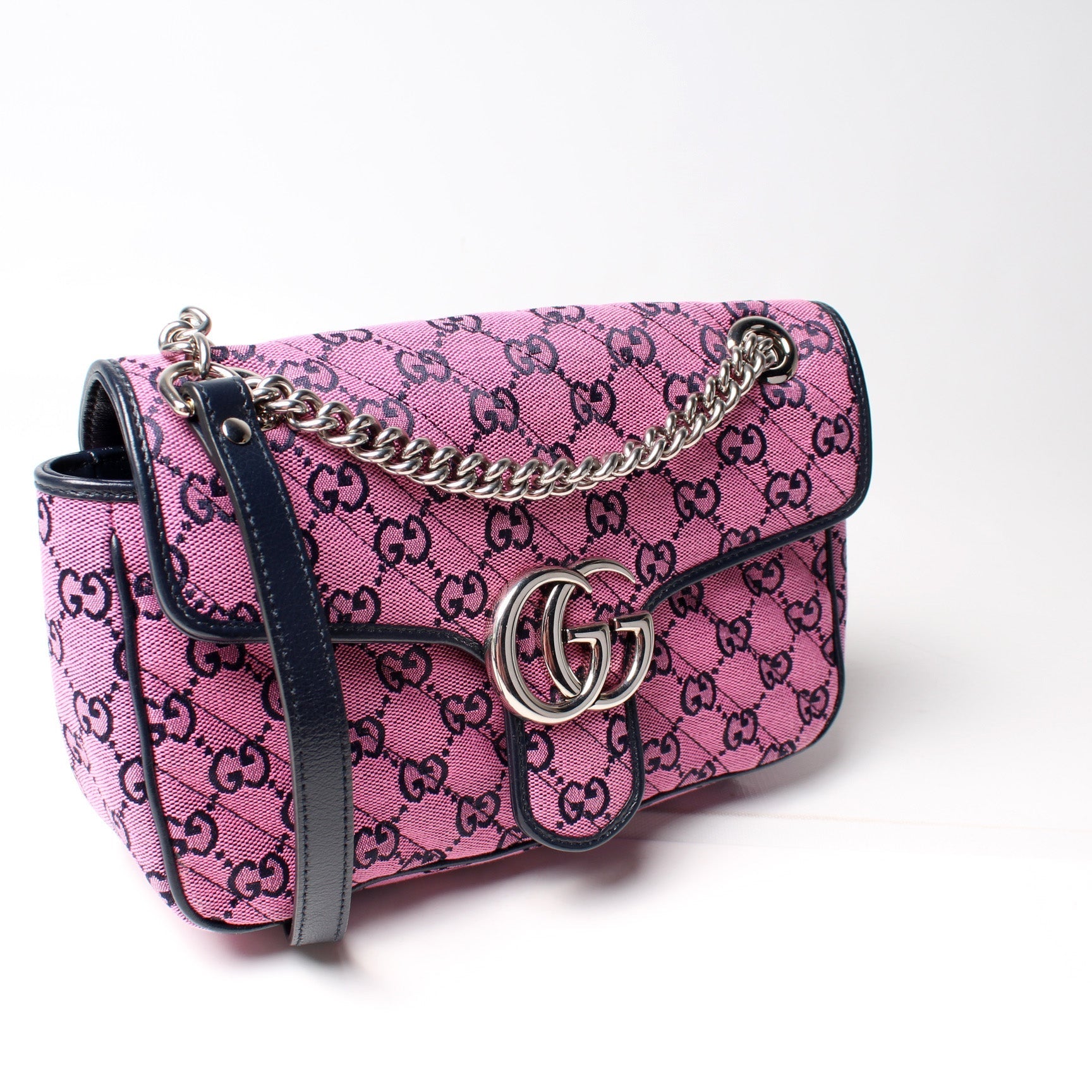 Gucci 443497 Marmont Shoulder Quilted Canvas Small Flap Bag
