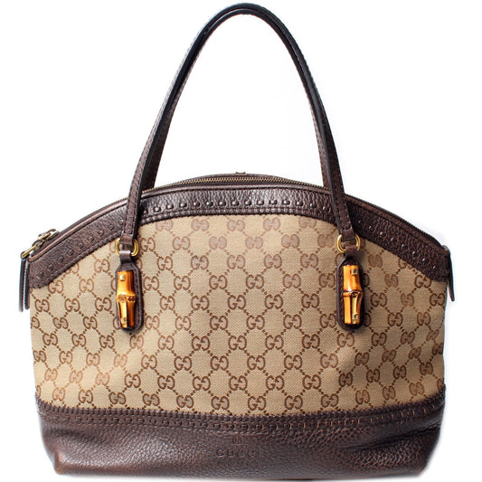 Gucci 339002 GG Bamboo Canvas Shoulder Bag