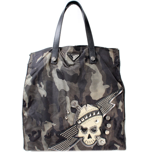 Prada Nylon Skull Tote Bag