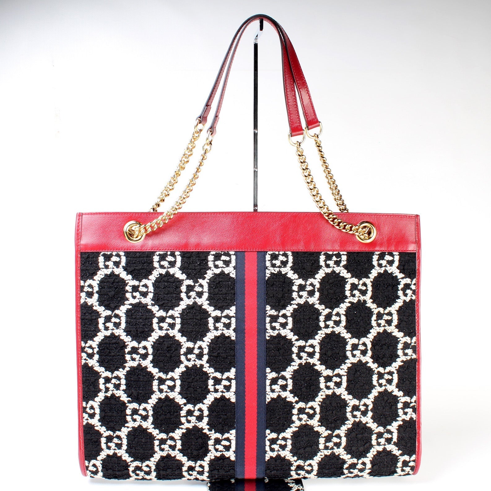 Gucci 537219 Tweed Rajah Chain GG Tote Large Bag