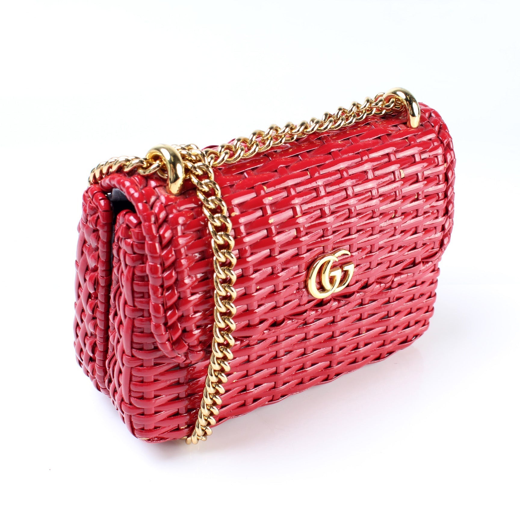 Gucci 5242829 Linea Small Cestino Glazed Wicker Shoulder Bag