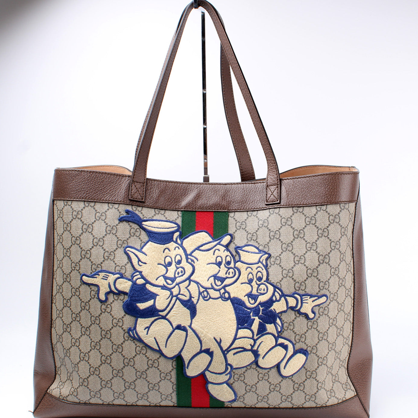 Gucci 547947 Ophidia GG Supreme Medium Disney 3 Little Pigs Tote Bag