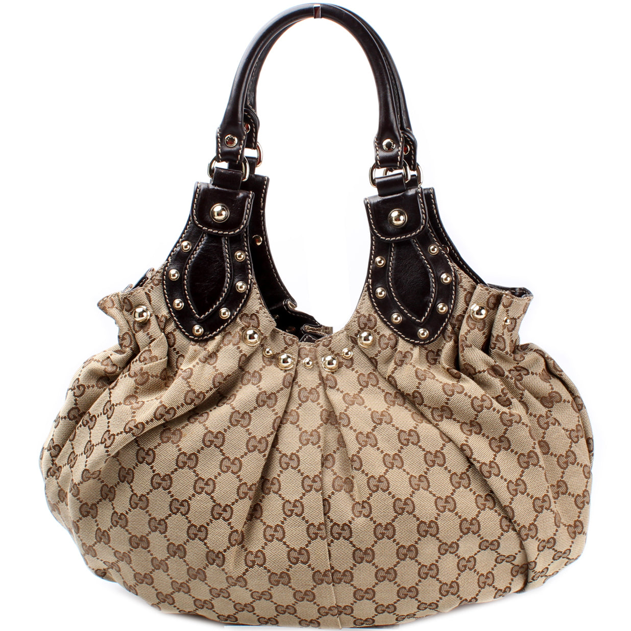Gucci 203624 GG Canvas Studded Pelam Medium Bag
