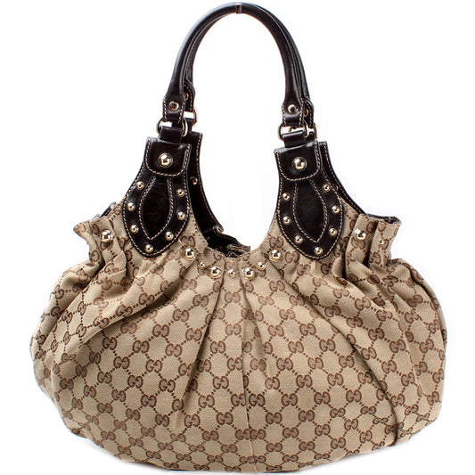 Gucci 203624 GG Canvas Studded Pelam Medium Bag