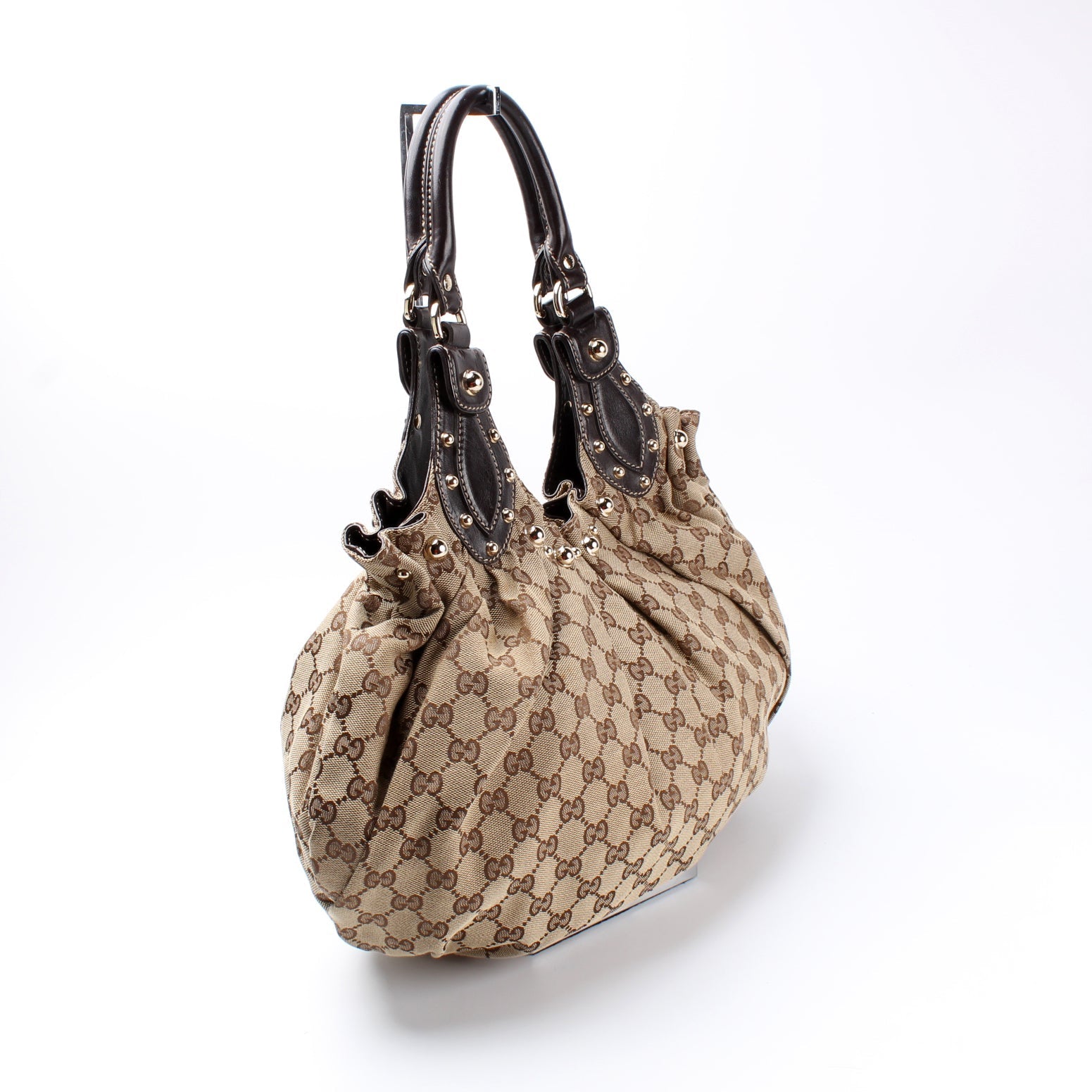 Gucci 203624 GG Canvas Studded Pelam Medium Bag